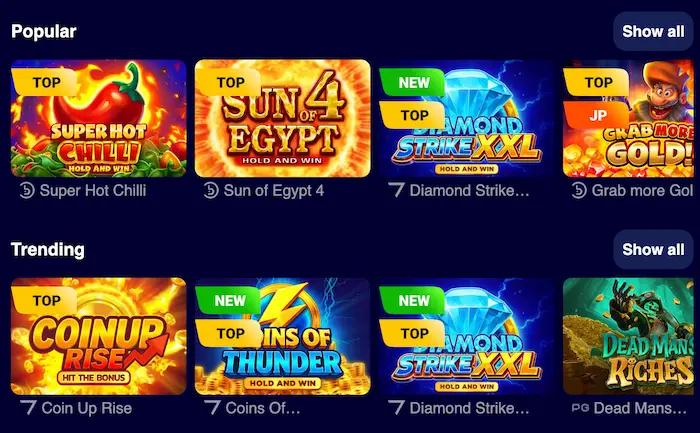 VeryWell Casino games